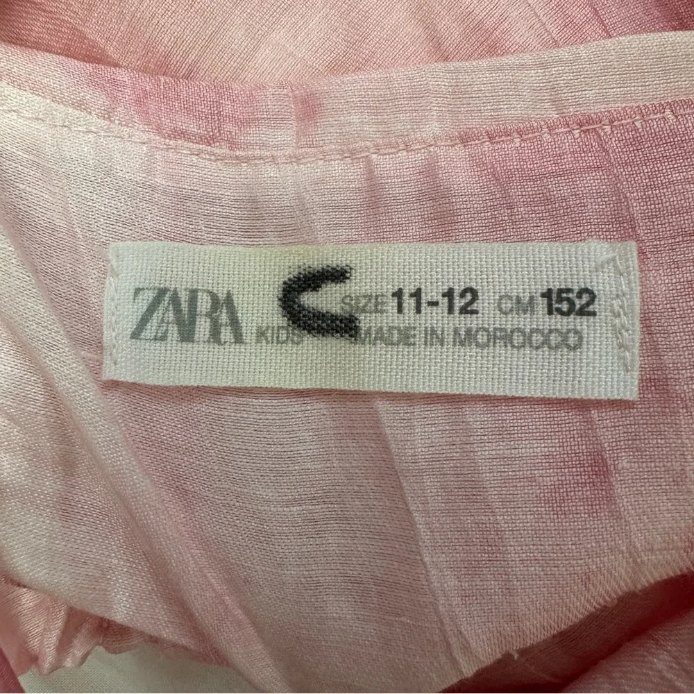 Zara Girls Ruffle Pink Dress Open Back Size 11-12